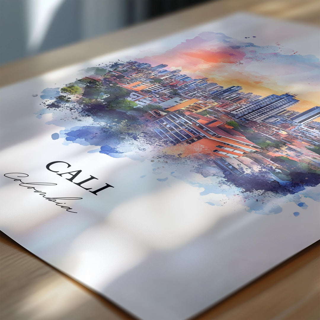 Cali Colombia Wall Art, Bogotá Print, Colombia Watercolor Art, Cali Colombia Gift, Travel Print, Travel Poster, Housewarming Gift