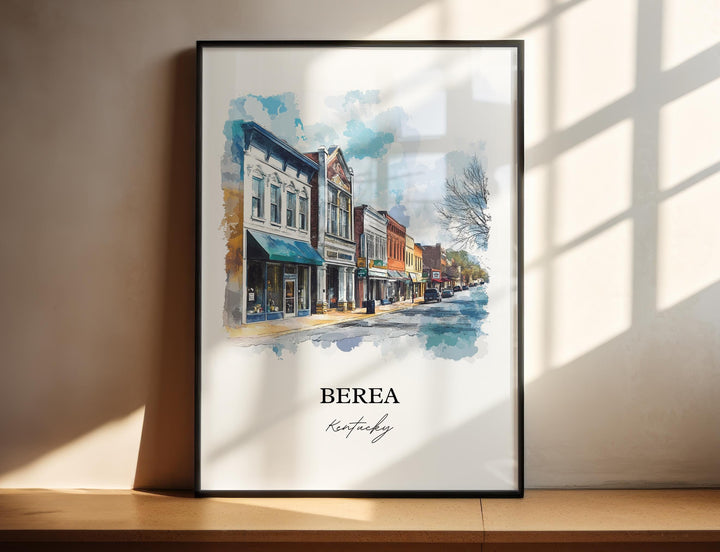 Berea KY Wall Art, Madison County Print, Kentucky Watercolor Art, Berea Kentucky Gift, Travel Print, Travel Poster, Housewarming Gift