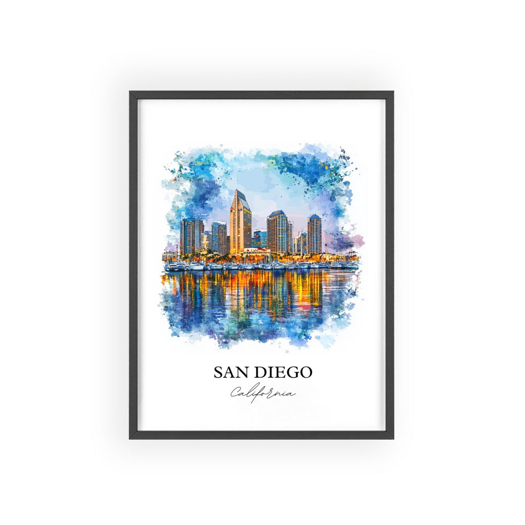 San Diego Wall Art, San Diego Print, San Diego Watercolor Art, San Diego Skyline Gift, Travel Print, Travel Poster, Housewarming Gift