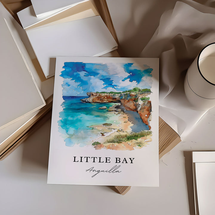 Little Bay Wall Art, Little Bay Anguilla Print, Anguilla Watercolor, Little Bay Gift, Travel Poster, Housewarming Gift