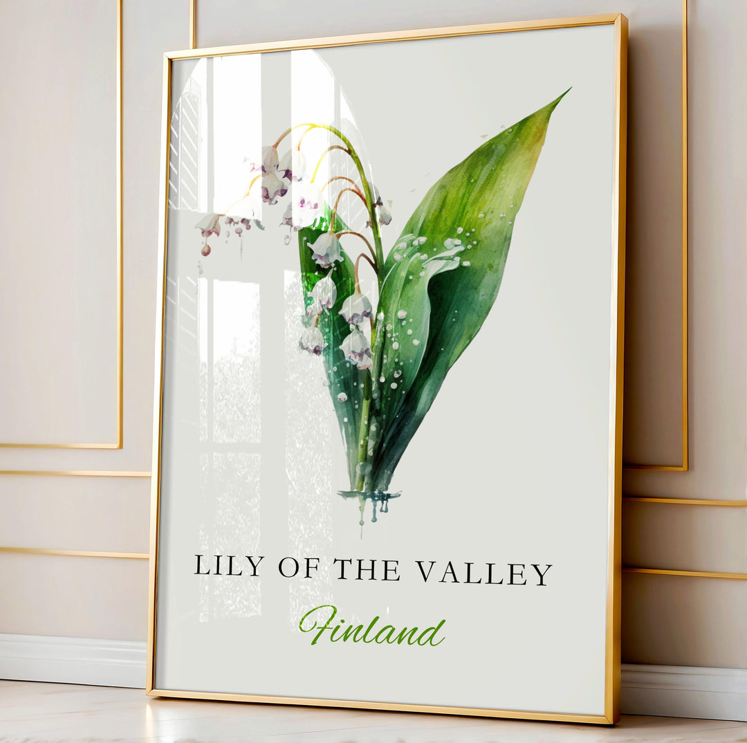 Lily of the Valley Serenity: Beautiful Watercolor Art of Finland's National Flower, Finnish Flower Watercolor Painting