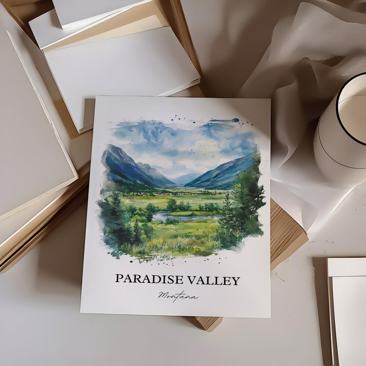 Paradise Valley MT Art, Yellowstone River Print, Montana Artwork, Paradise Valley Gift, Travel Print, Travel Poster, Housewarming Gift