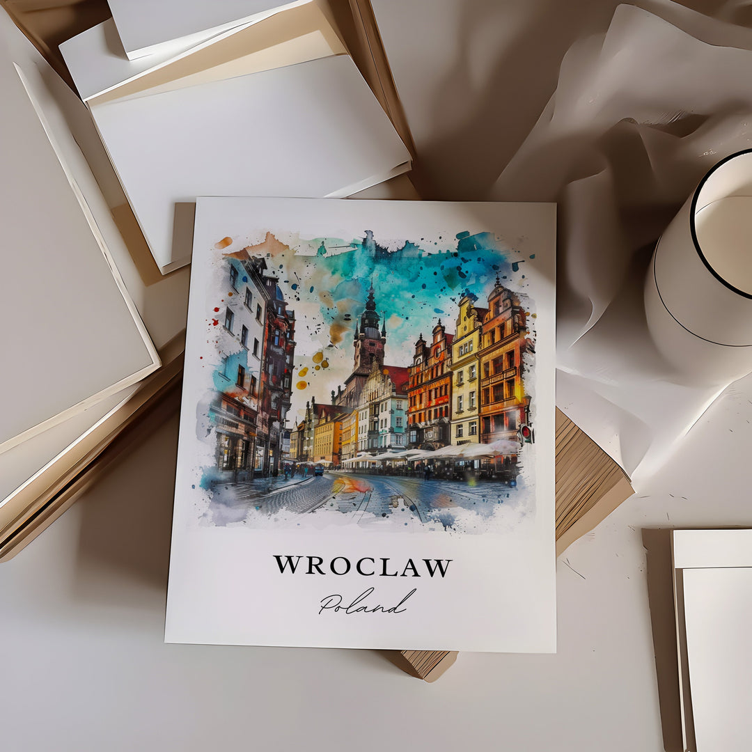 Wroclaw Wall Art, Wroclaw Poland Print, Wroclaw Watercolor, Oder River Poland Gift,