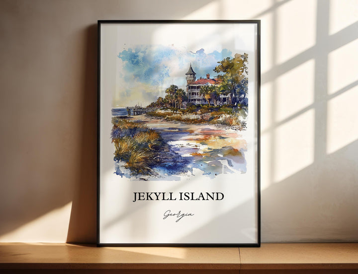 Jekyll Island Wall Art, Glynn County Print, Sea Islands GA Watercolor, Jekyll Island Gift, Travel Print, Travel Poster, Housewarming Gift