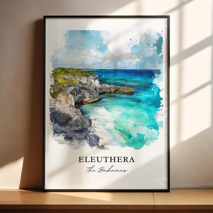 Eleuthera Wall Art, Eleuthera Print, Eleuthera Watercolor Art, Eleuthera Bahamas Gift,