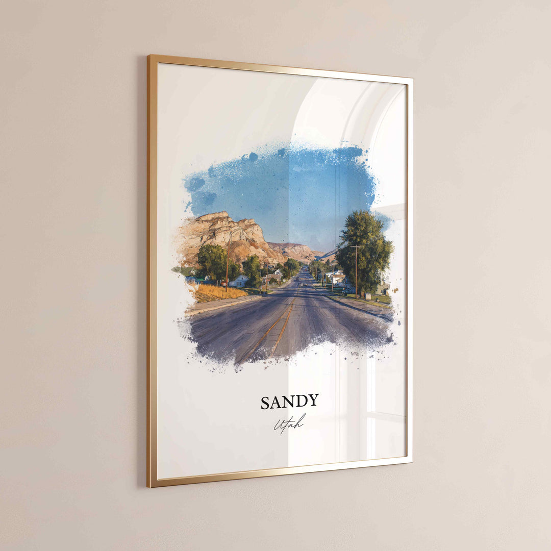 Sandy, Utah Wall Art, Sandy Print, Utah Watercolor Art, Salt Lake City Gift, Travel Print, Travel Poster, Housewarming Gift