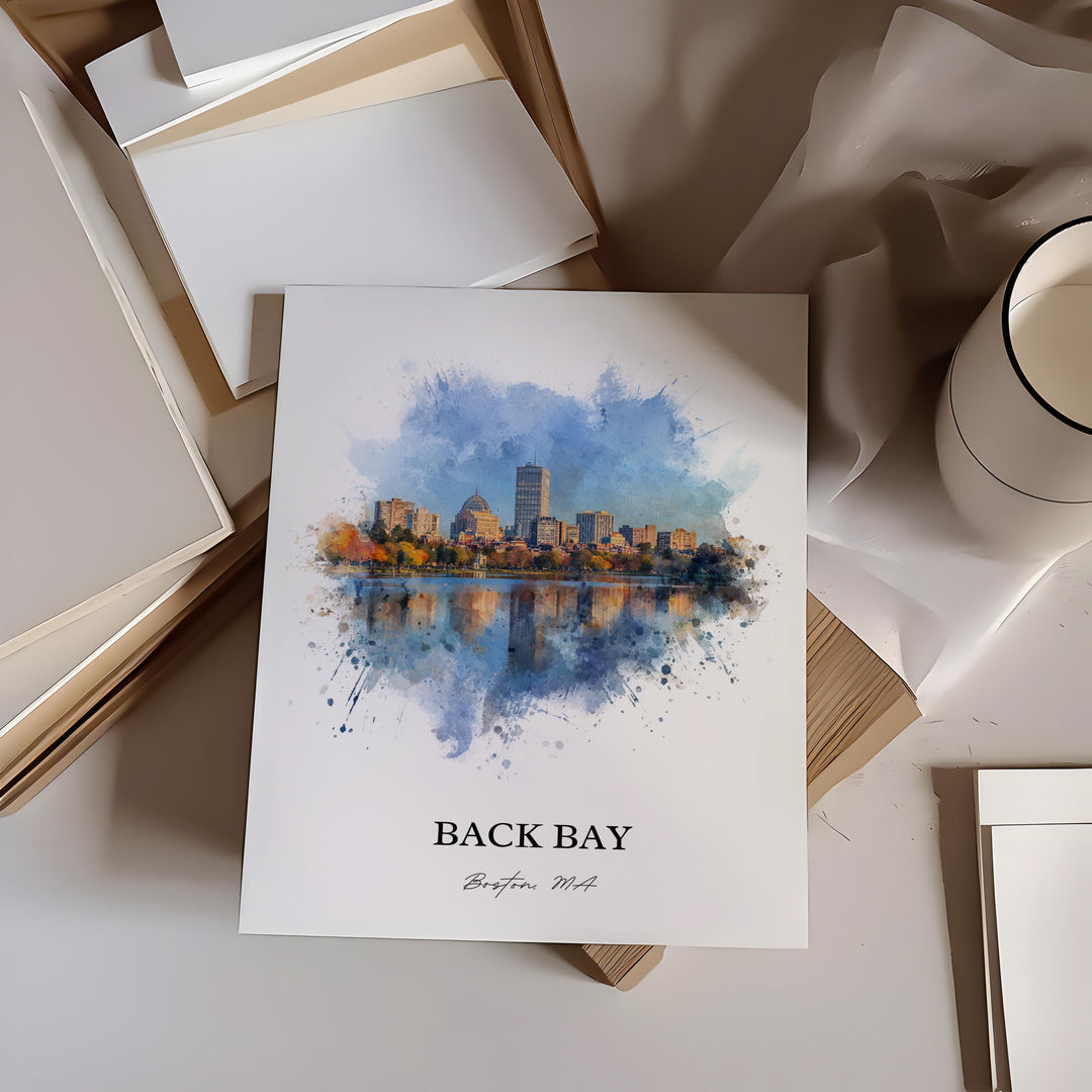 Back Bay, Massachusetts – Watercolor Art Print