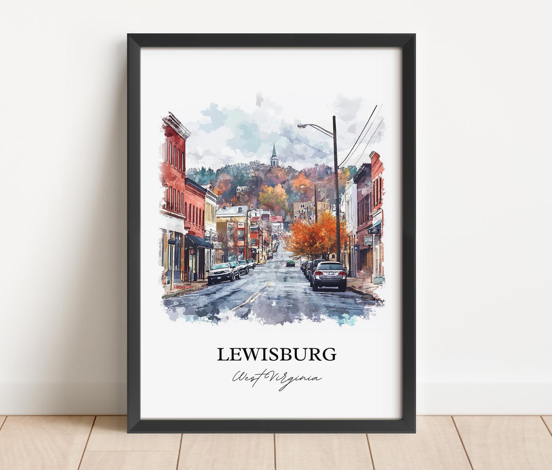 Lewisburg WV Wall Art, Lewisburg Print, West Virginia Watercolor, Lewisburg WV Gift, Travel Print, Travel Poster, Housewarming Gift