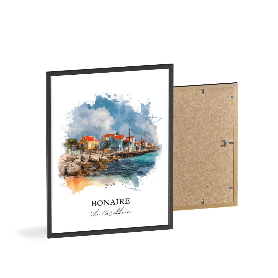 Bonaire Wall Art, Bonaire Print, Bonaire Watercolor Art, Bonaire Caribbean Gift, Travel Print, Travel Poster, Housewarming Gift