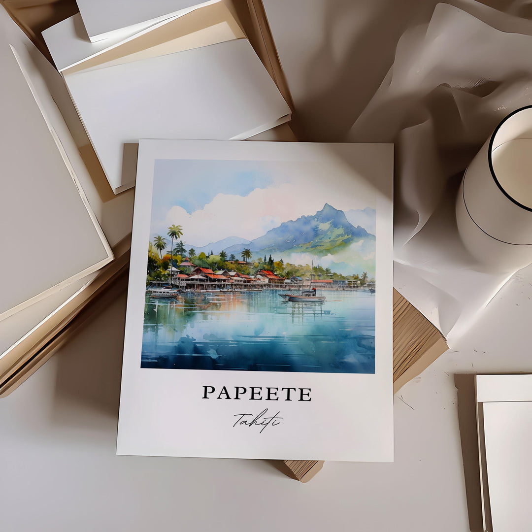 Papeete French Polynesia wall art - Tahiti, Papeete poster, Papeete Wedding gift, Papeete Birthday present, Custom Text, Personalized Gift