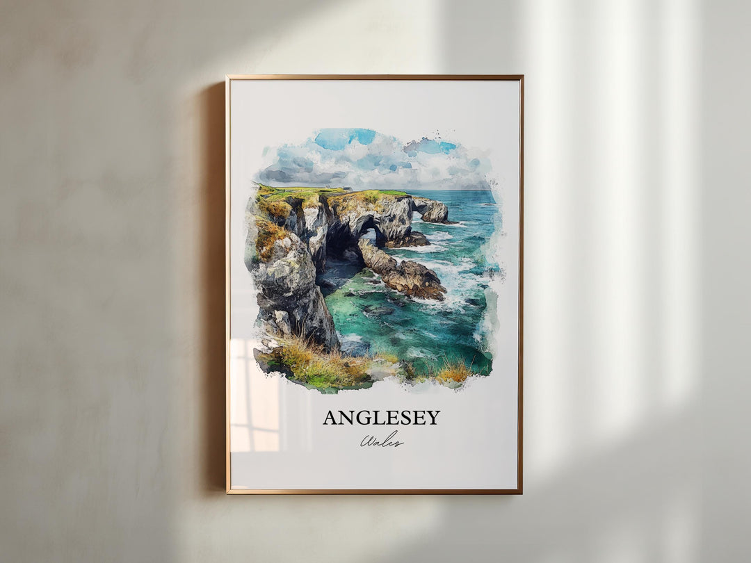 Anglesey Wall Art, Anglesey Wales Print, Wales Watercolor Art, Anglesey Gift, Travel Print, Travel Poster, Housewarming Gift