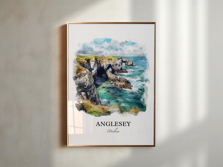 Anglesey Wall Art, Anglesey Wales Print, Wales Watercolor Art, Anglesey Gift, Travel Print, Travel Poster, Housewarming Gift