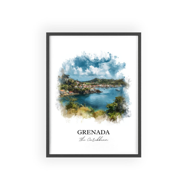 Grenada Wall Art, Caribbean Print, Grenada Watercolor Art, Caribbean Gift, Travel Print, Travel Poster, Housewarming Gift