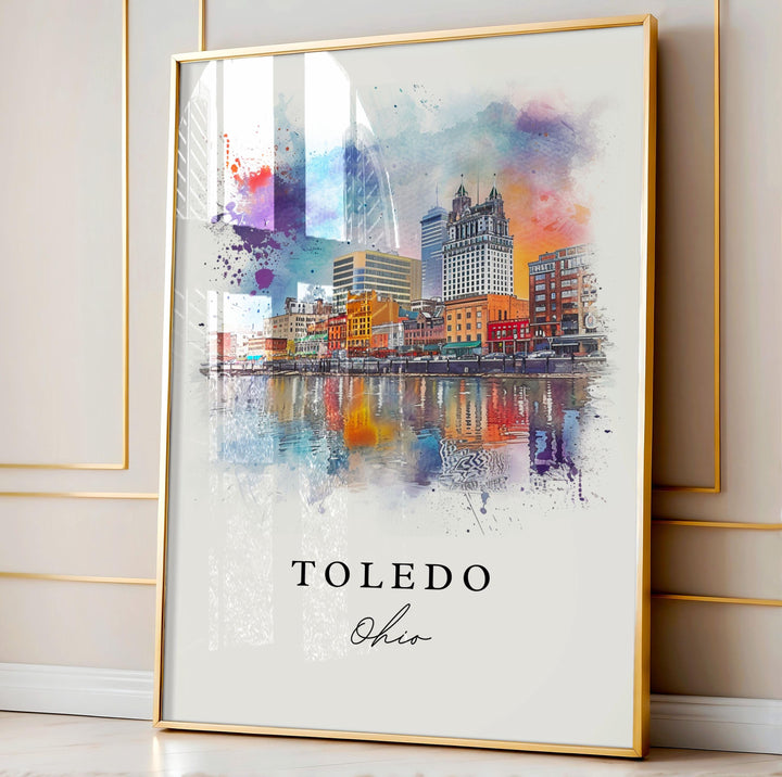 Toledo Ohio wall art - Ohio, Toledo print, Toledo OH Wedding gift, Toledo Ohio Skyline gift, Toledo OH Custom Gift, Perfect Gift