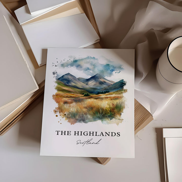 Scottish Highlands Wall Art, Scotland Travel Art | Scotland Home Décor Poster Gift | Digital Illustration Art