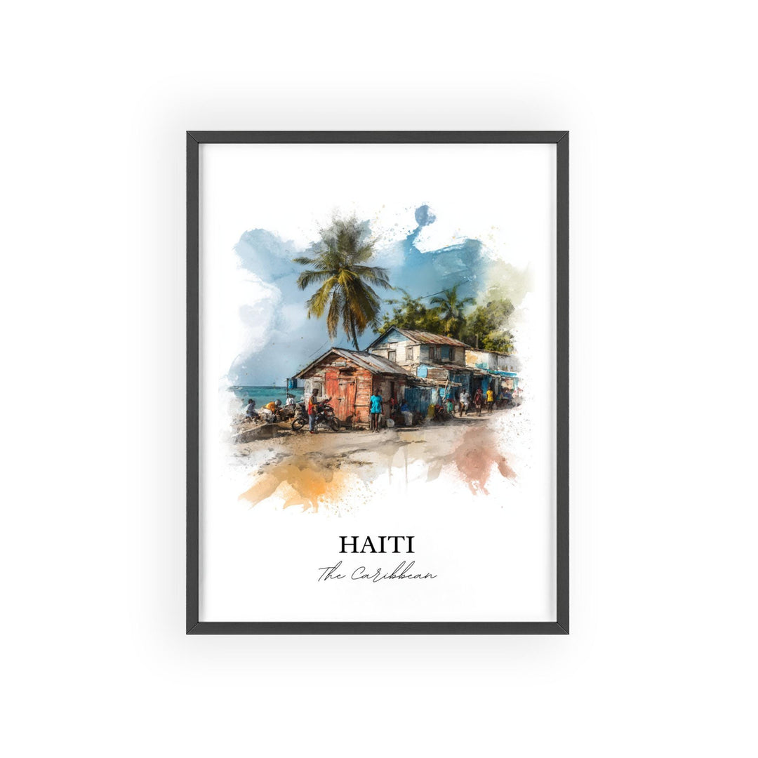 Haiti Wall Art, Haiti Print, Haiti Watercolor Art, Caribbean Islands Gift, Travel Print, Travel Poster, Housewarming Gift