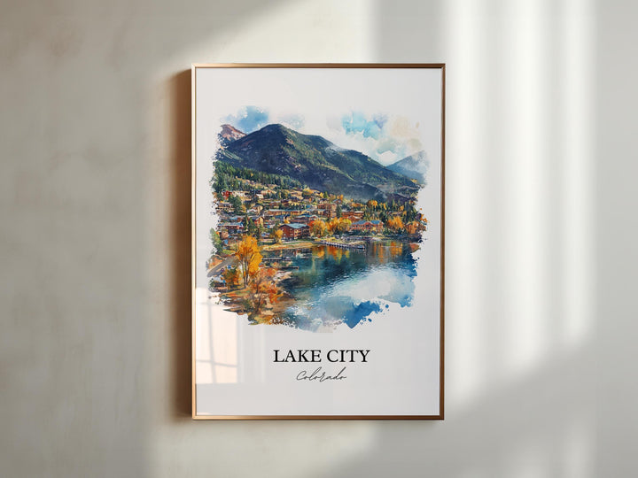Lake City CO Wall Art, Hinsdale County Print, Colorado Watercolor Art, Lake City Gift, Travel Print, Travel Poster, Housewarming Gift