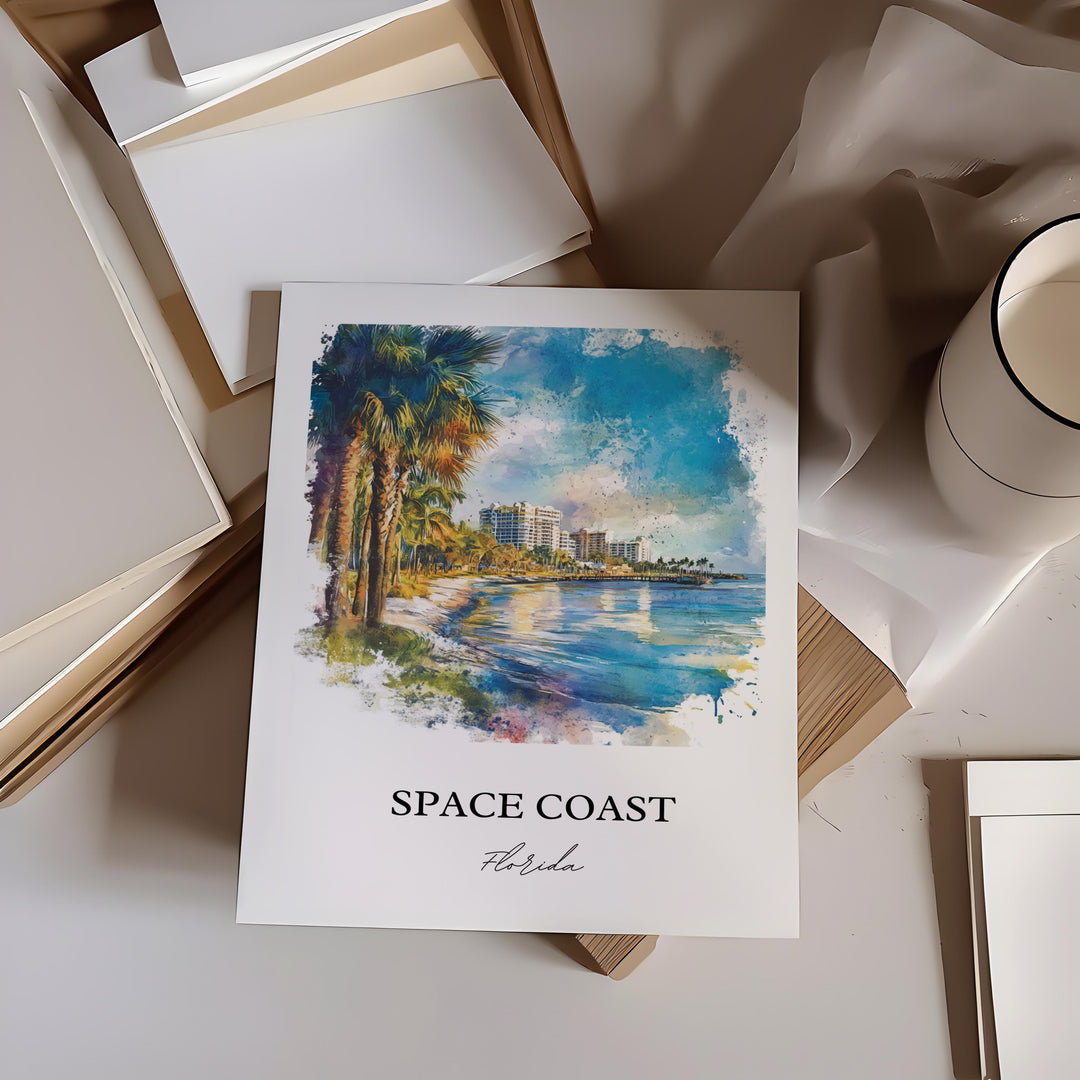 Space Coast, FL, USA – Watercolor Art Print