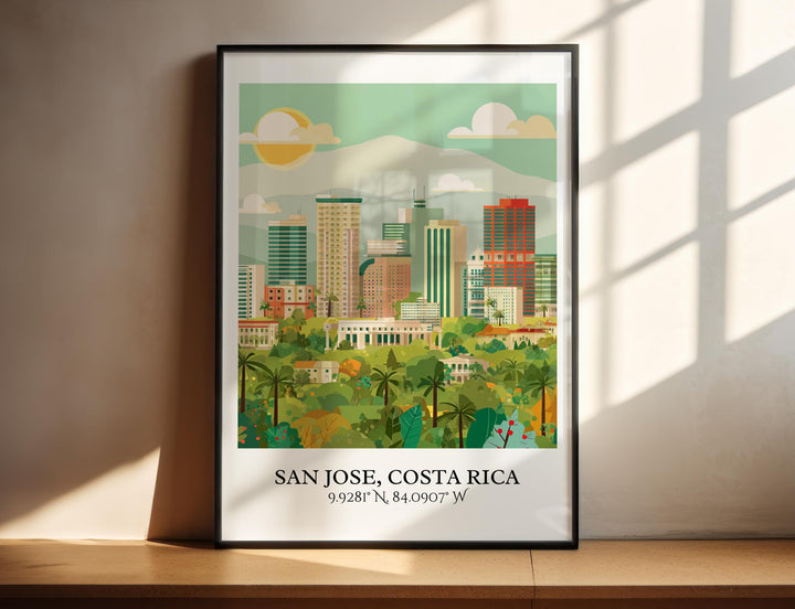 San Jose Art, San Jose Costa Rica Retro Art, Costa Rica Home Decor, Costa Rica Gift, Costa Rica Art, Travel Prints, Housewarming Gift