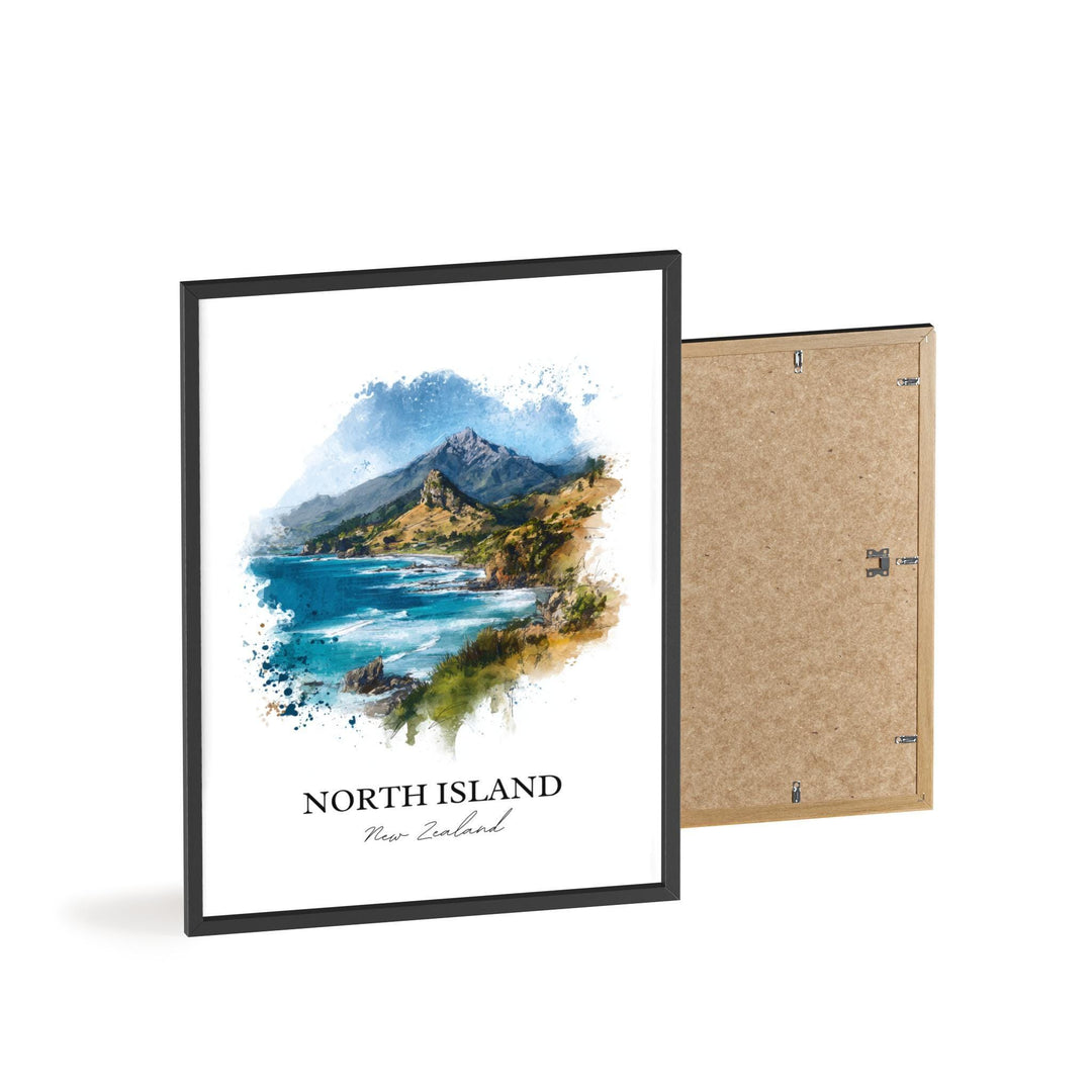 North Island, New Zealand – Watercolor Art Print