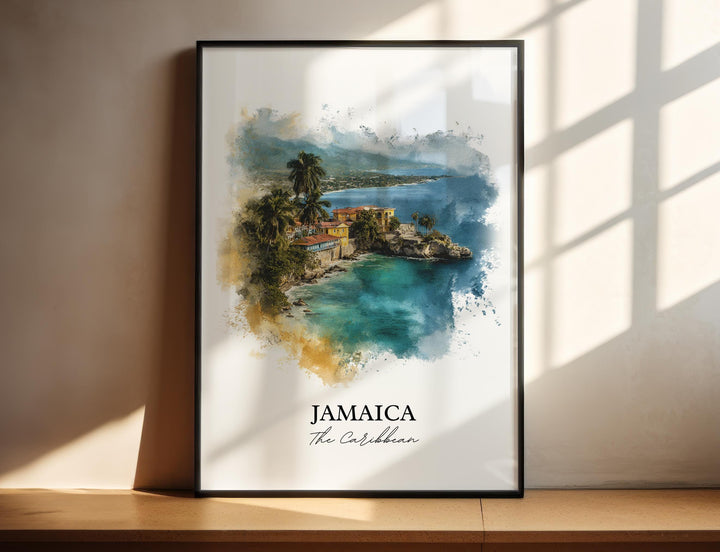 Jamaica Wall Art, Jamaica Print, Caribbean Watercolor Art, Jamaica Gift, Travel Print, Travel Poster, Housewarming Gift