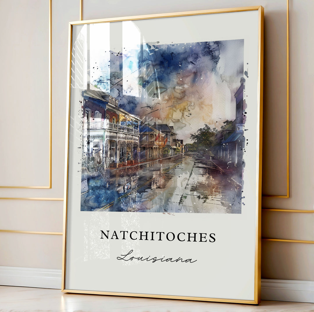 Natchitoches LA Wall Art, Natchitoches Print, Louisiana Watercolor, Natchitoches Gift,