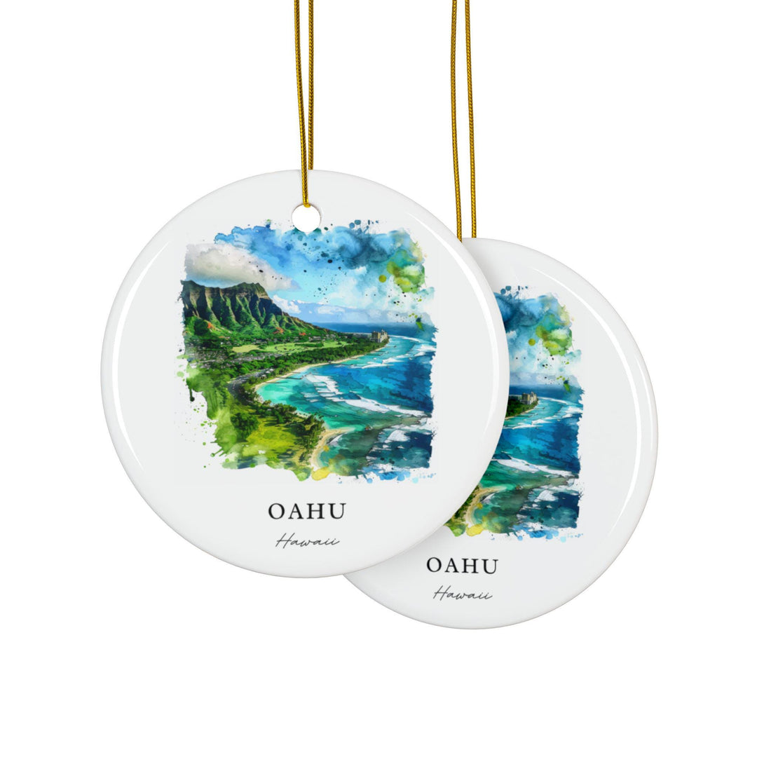 Oahu Hawaii Ornament: Unique Oahu Souvenir, Oahu HI Decor, and Authentic Oahu Hawaii Christmas Gift