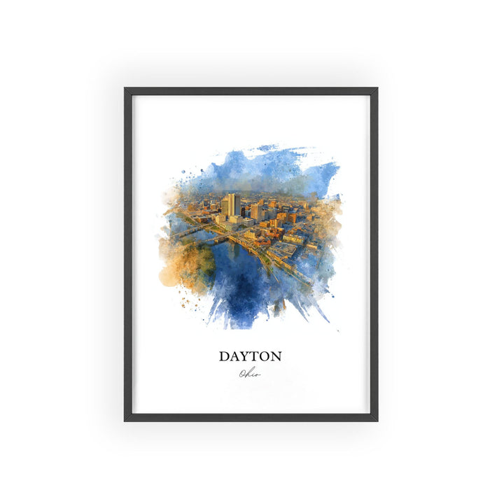 Dayton Ohio Wall Art, Dayton Print, Dayton OH Watercolor Art, Dayton Ohio Skyline Gift, Travel Print, Travel Poster, Housewarming Gift