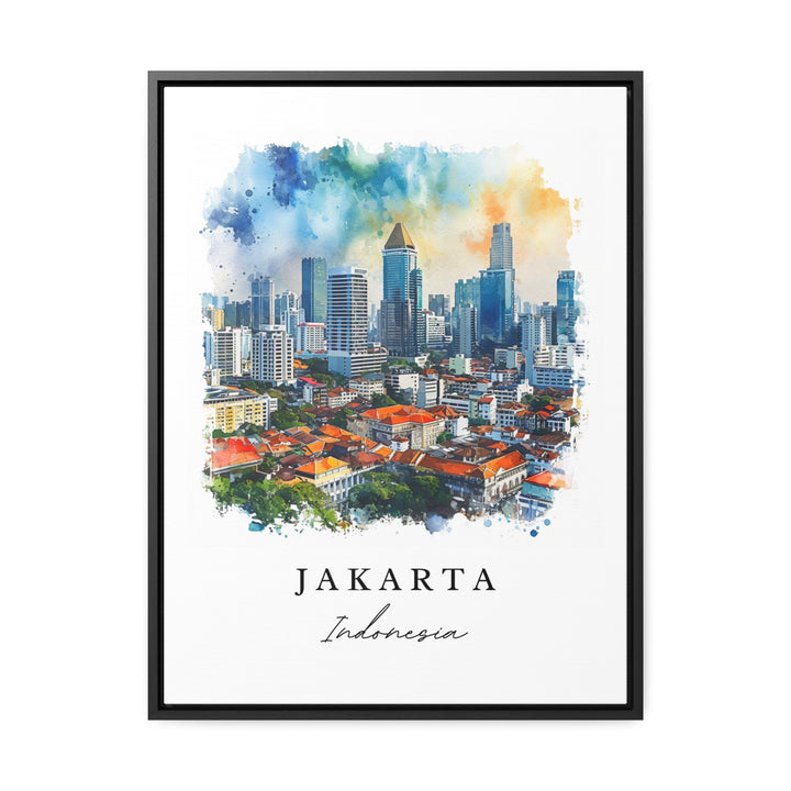 Jakarta watercolor travel art - Indonesia, Jakarta print, Jakarta Wedding gift, Birthday present, Custom Text, Perfect Gift