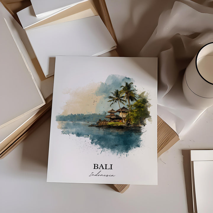 Bali Wall Art, Bali Print, Bali Indonesia Watercolor Art, Bali Indonesia Gift, Bali Travel Print, Travel Poster, Housewarming Gift
