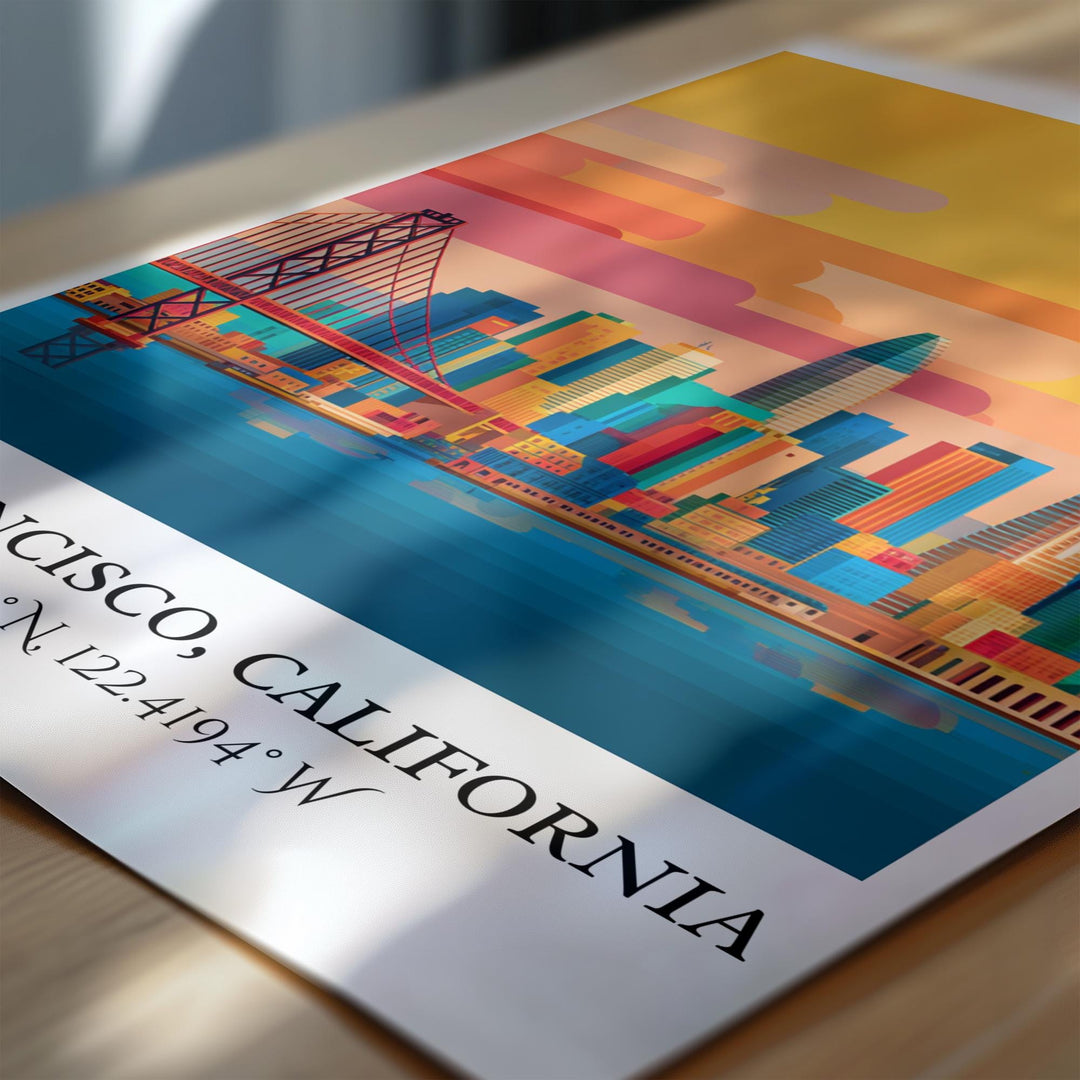 San Francisco Art, San Fran Retro Travel Art, San Fran Decor, San Francisco Gift, California Travel Art, Travel Prints, Housewarming Gift
