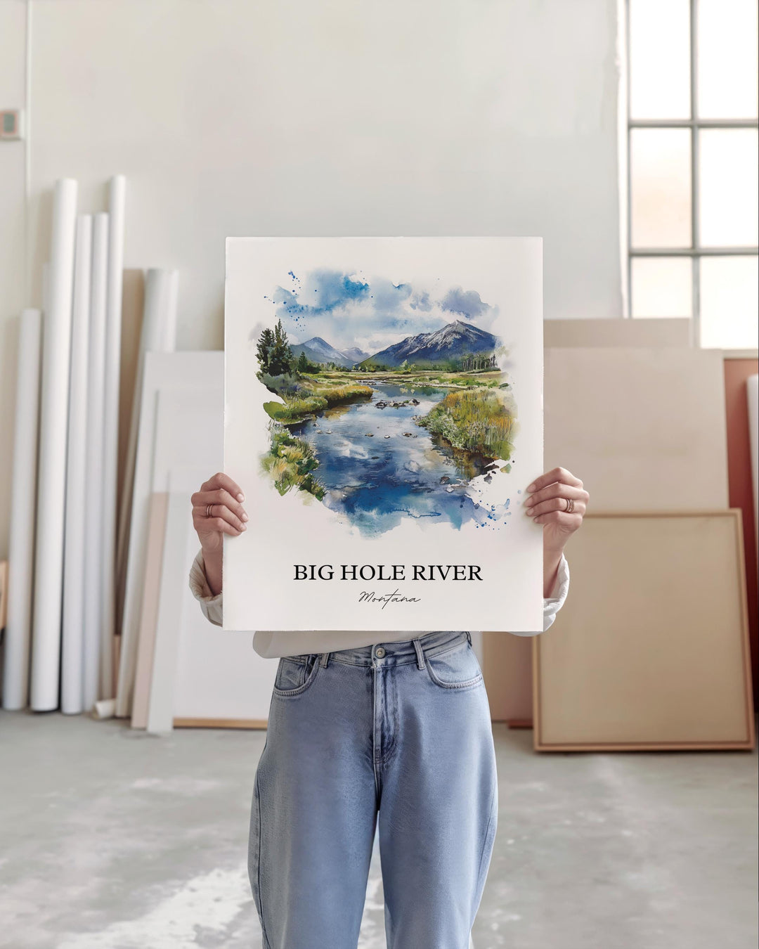 Big Hole River Wall Art, Beaverhead County Print, Montana Watercolor, Big Hole River Gift, Travel Print, Travel Poster, Housewarming Gift