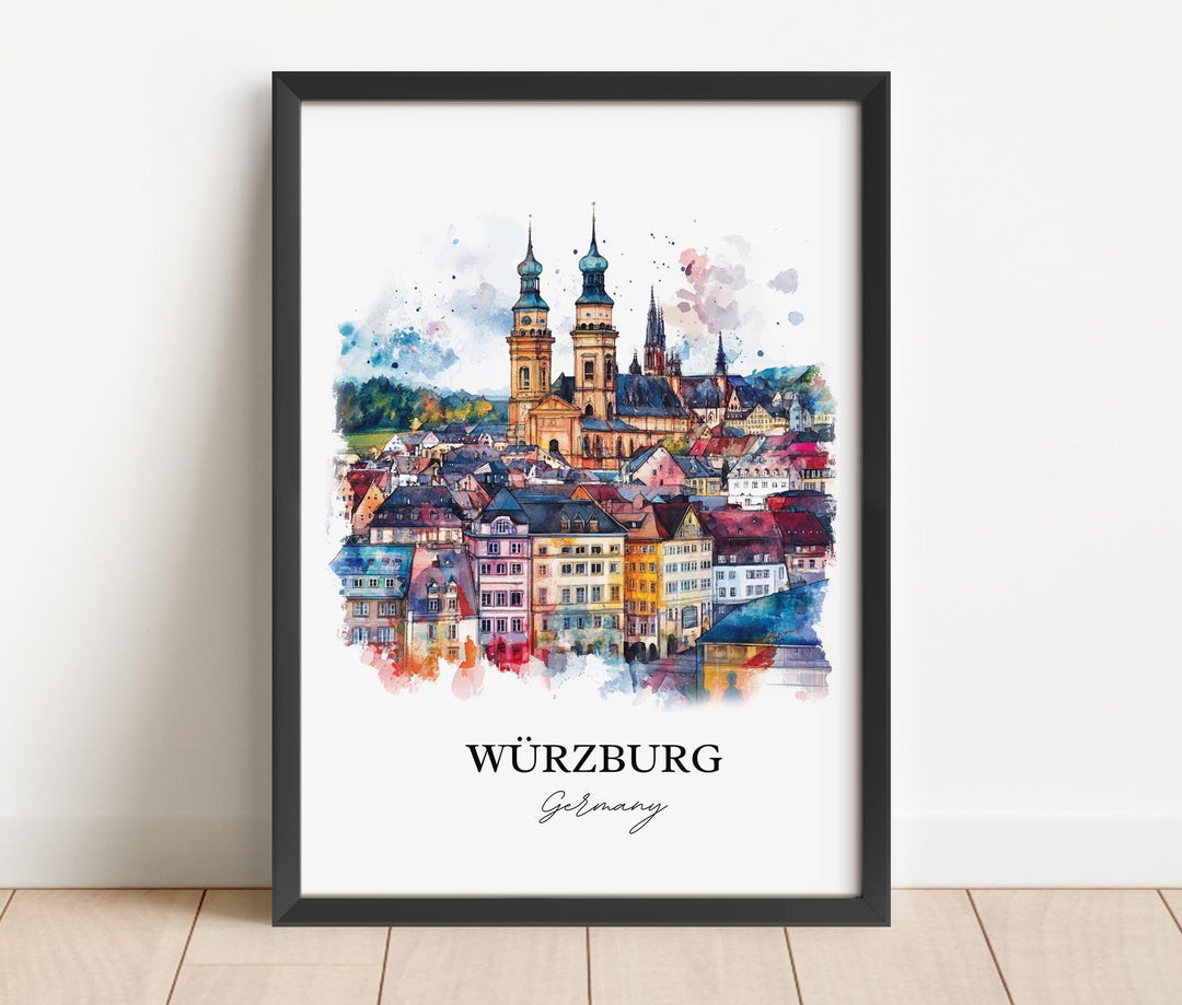 Würzburg  Wall Art, Bavaria Region Print, Germany Watercolor Art, Würzburg Gift, Travel Print, Travel Poster, Housewarming Gift