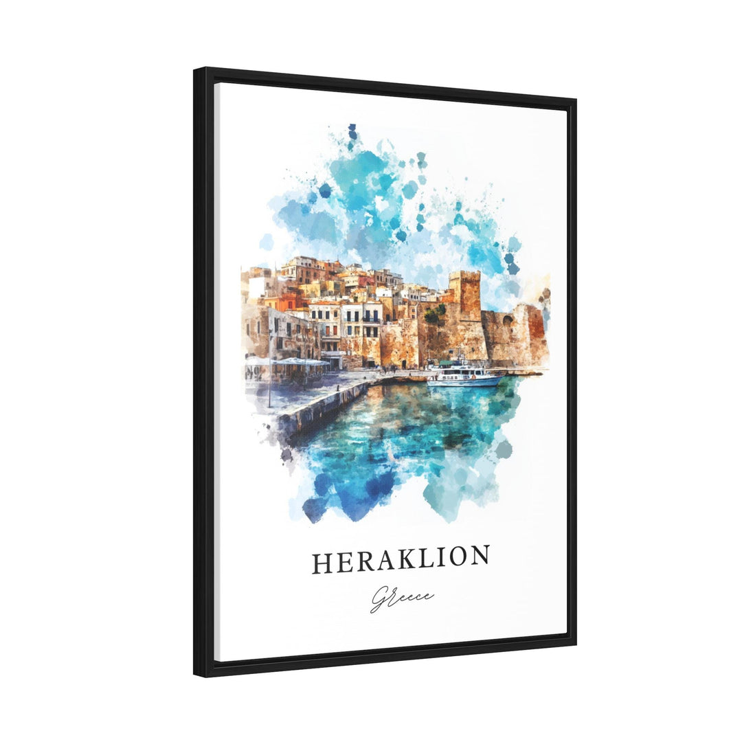 Heraklion Wall Art, Heraklion Print, Crete Greece Watercolor Art, Heraklion Crete Gift,