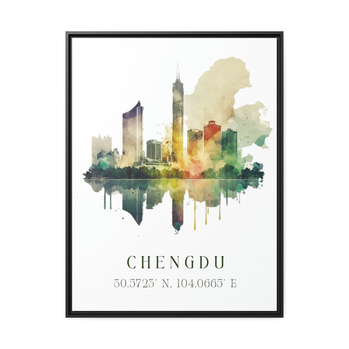 Chengdu traditional travel art - China, Chengu poster, Wedding gift, Birthday present, Custom Text, Personalized Gift
