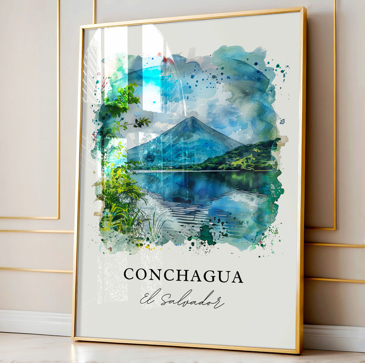 Conchagua Art, Conchagua El Salvador Print, Conchagua Volcano Watercolor, Conchagua Gift,