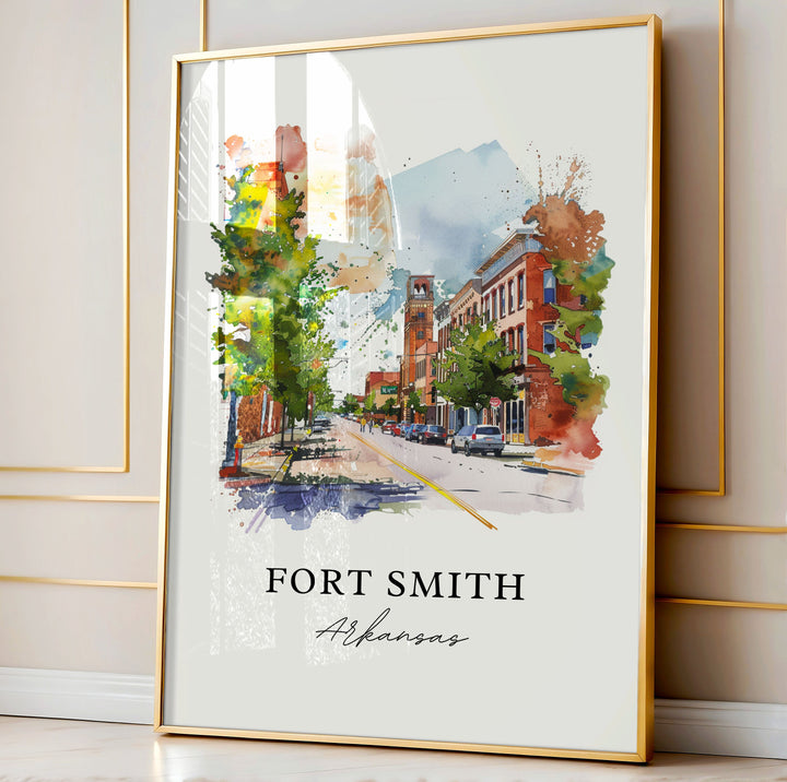 Fort Smith Arkansas Art, Fort Smith Print, Fort Smith AR Watercolor, Arkansas River Gift,