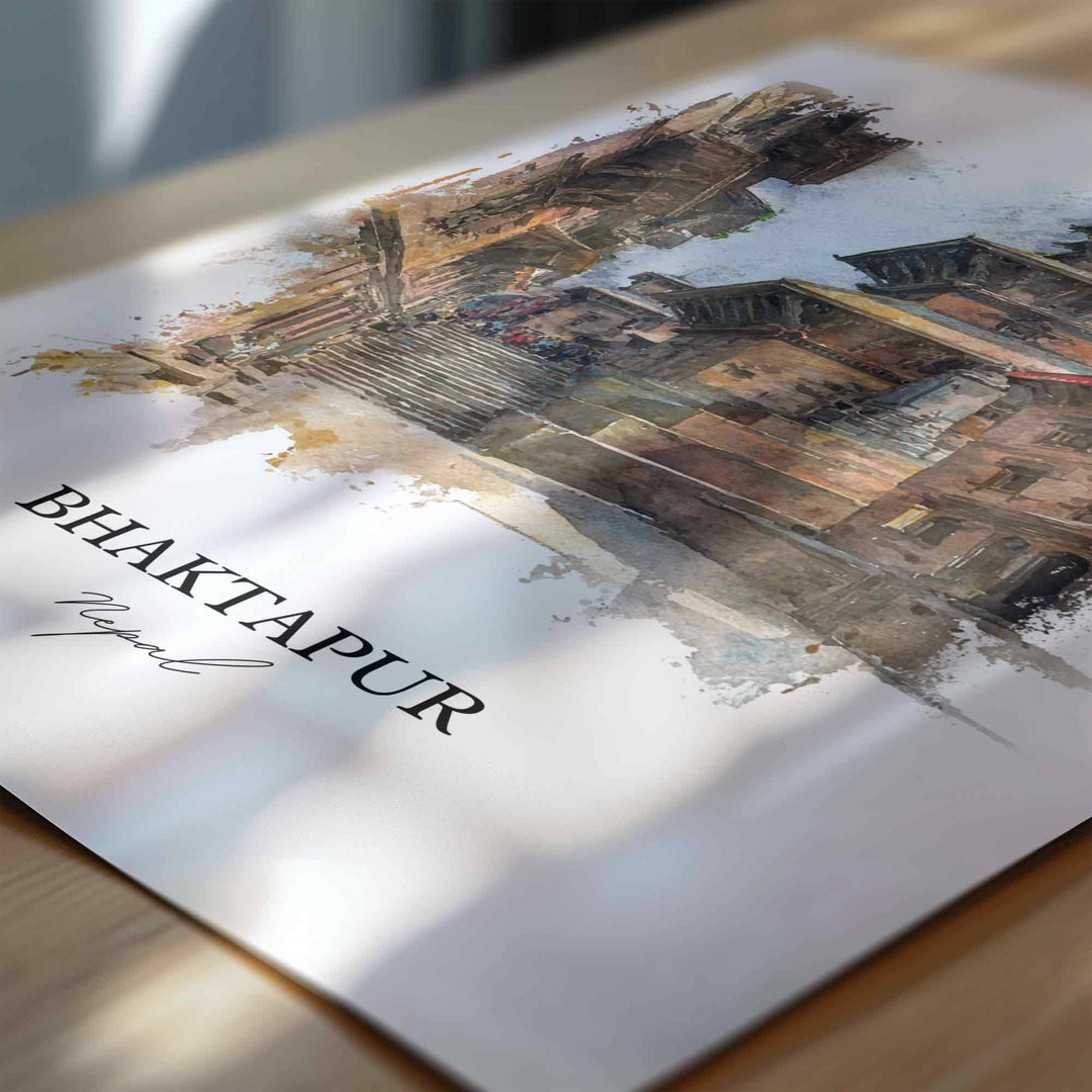 Bhaktapur, Nepal – Watercolor Art Print