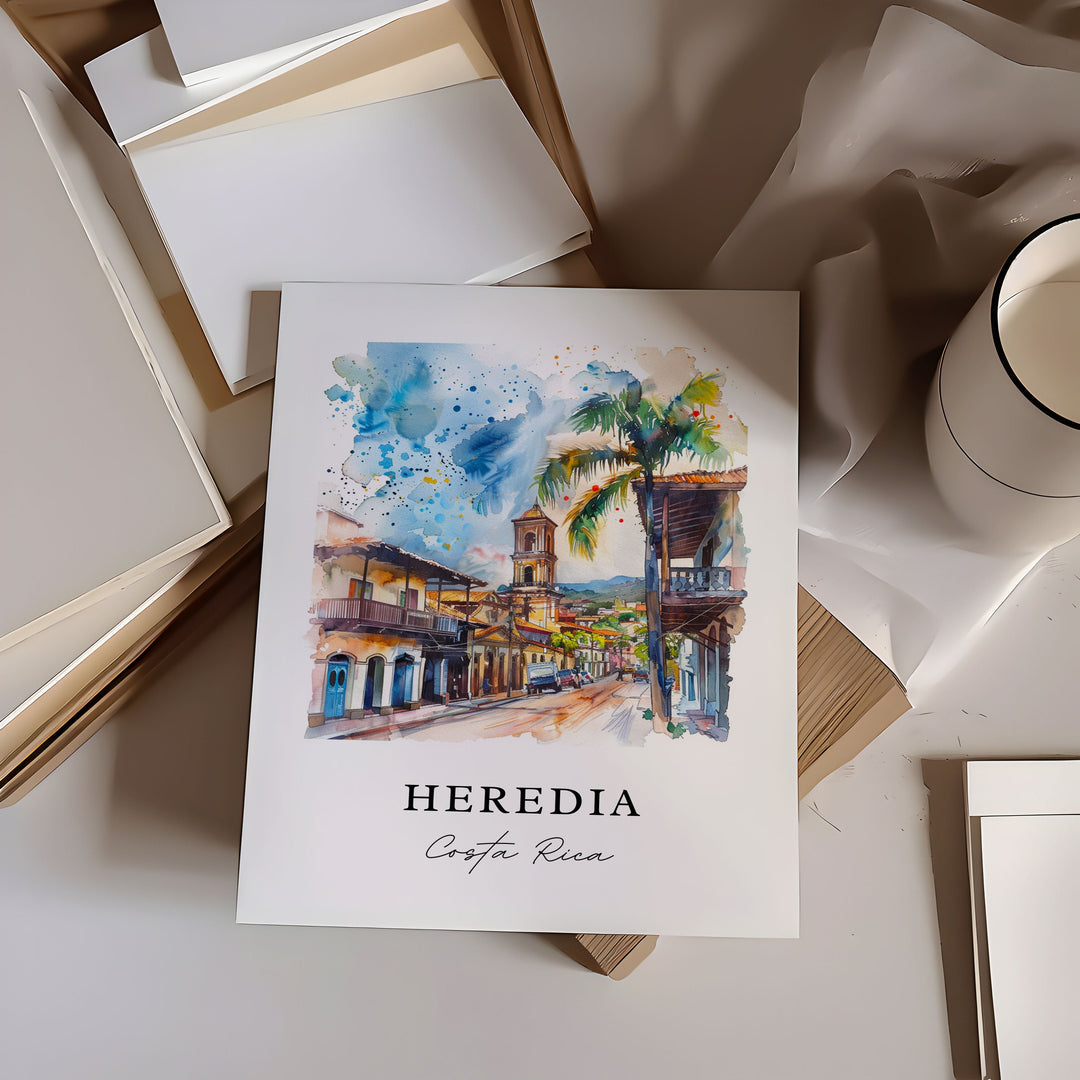 Heredia Costa Rica Art, Heredia Print, Heredia Watercolor, Heredia CR Gift,