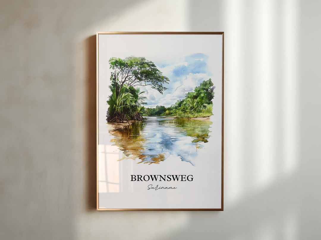 Brownsweg Wall Art, Suriname Print, Suriname Watercolor Art, Brownsweg Gift, Travel Print, Travel Poster, Housewarming Gift