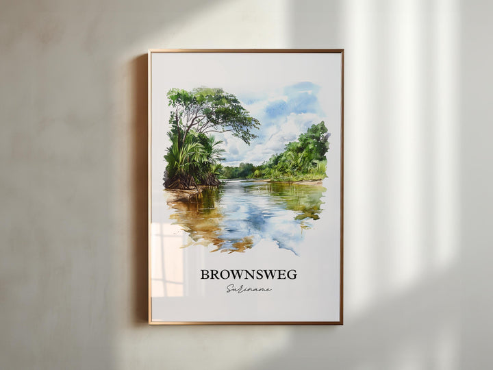 Brownsweg Wall Art, Suriname Print, Suriname Watercolor Art, Brownsweg Gift, Travel Print, Travel Poster, Housewarming Gift