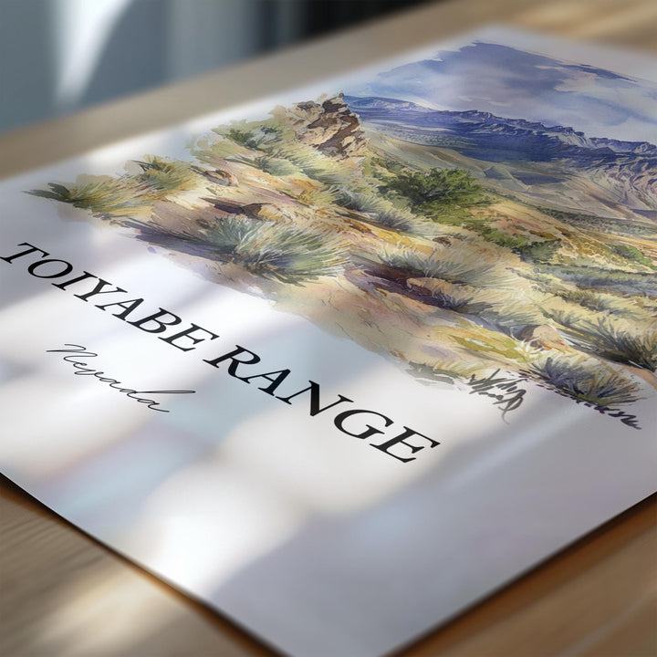 Toiyabe Range NV Wall Art, Lander County Print, Nye County NV Watercolor, Toiyabe Range Gift, Travel Print, Travel Poster, Housewarming Gift