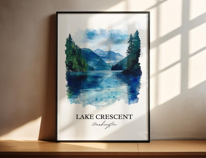 Lake Crescent WA Art, Olympic National Park Print, Washington Artwork, Lake Crescent Gift, Travel Print, Travel Poster, Housewarming Gift