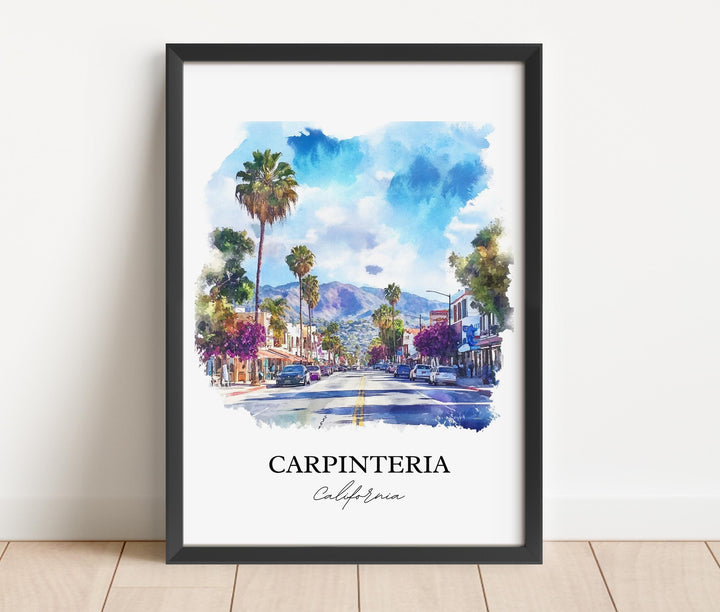 Carpinteria Wall Art, Santa Barbara Print, California Watercolor Art, Carpinteria CA Gift, Travel Print, Travel Poster, Housewarming Gift