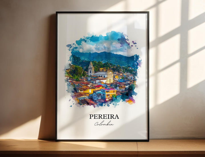 Pereira Wall Art, Risaralda Department Print, Colombia Watercolor Art, Pereira Colombia Gift, Travel Print, Travel Poster, Housewarming Gift
