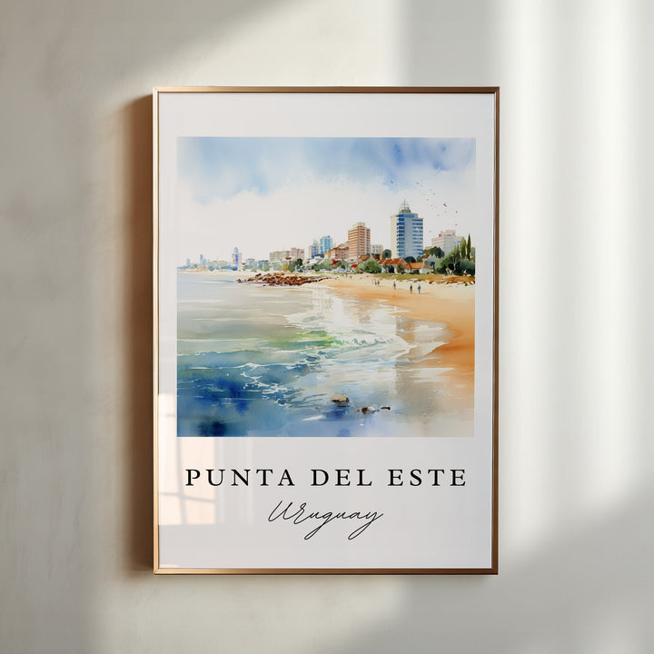 Punta del Este traditional travel art - Uruguay, Punta del Este poster, Wedding gift, Birthday present, Custom Text, Personalised Gift