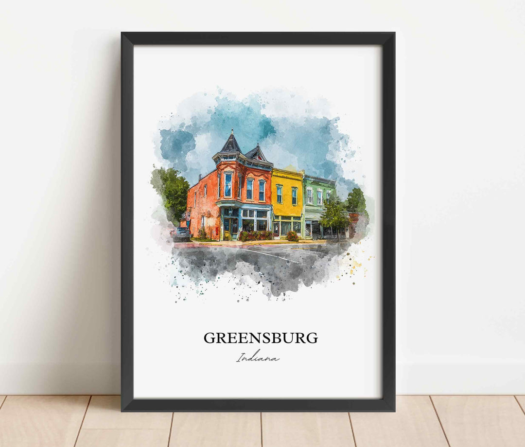 Greensburg, Indiana – Watercolor Art Print