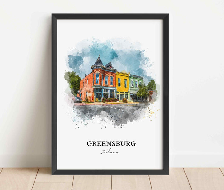 Greensburg, Indiana – Watercolor Art Print