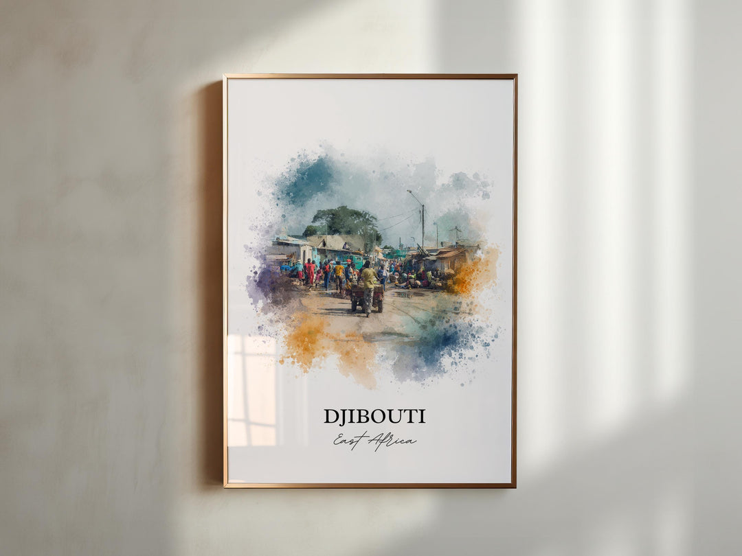 Djibouti Wall Art, Djibouti Print, Djibouti Watercolor Art, Djibouti East Africa Gift, Travel Print, Travel Poster, Housewarming Gift
