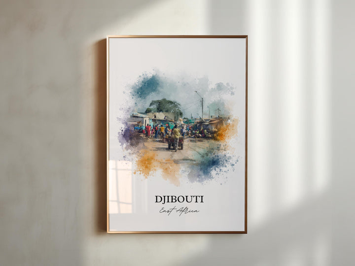 Djibouti Wall Art, Djibouti Print, Djibouti Watercolor Art, Djibouti East Africa Gift, Travel Print, Travel Poster, Housewarming Gift
